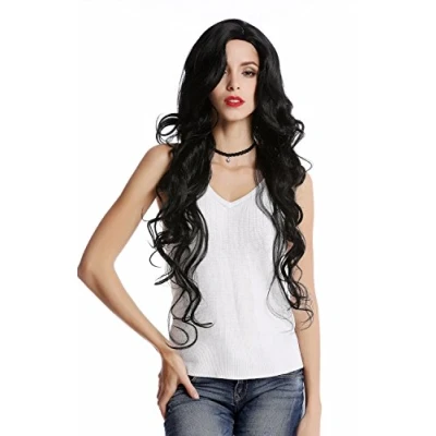 Abbildung von WIG ME UP GF W2080 1 Perücke Damenperücke sehr lang tiefschwarz schwarz Mittelscheitel wellig