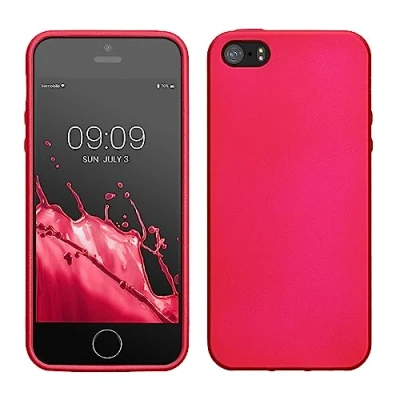 Abbildung von kwmobile Case kompatibel mit Apple iPhone SE (1.Gen 2016) / 5 5S Hülle Schutzhülle aus Silikon metallisch schimmernd Handyhülle Metallic Pink
