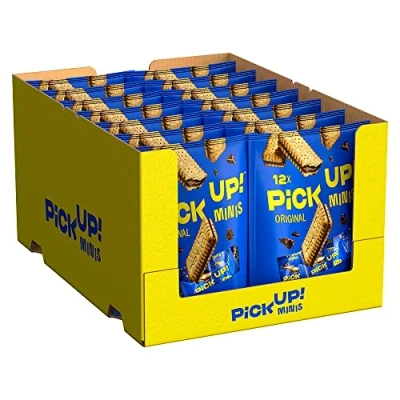 Abbildung von PiCK UP! minis Original (14 x 127 g), Mini Riegel mit knackiger Milchschokoladentafel zwischen zwei knusprigen Keksen, der Snack zum Teilen, 14 12er Beutel