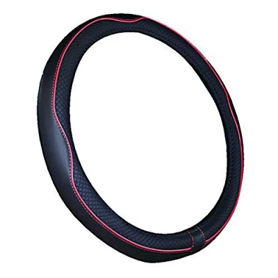 Abbildung von Mayco Bell Bootslenkradabdeckung Mikrofaser Leder 33 34cm Boot Lenkradbezug (Schwarz Rot)