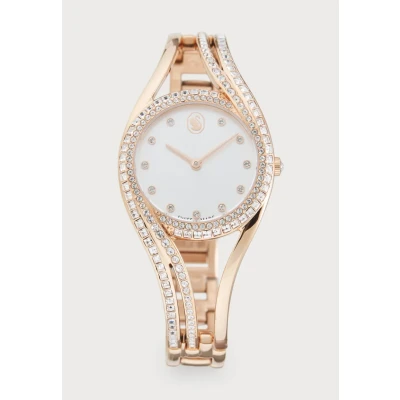 Abbildung von Swarovski Hyperbola Armreifuhr, Schweizer Produktion, Roséfarben, Roségoldfarbenes Finish