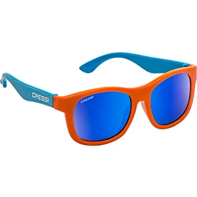 Abbildung von Cressi Unisex Babys Teddy Sunglasses Polarisiert Kinder Sonnenbrille, Hellblau Wellen/Orange/Spiegelglas Blau, 3/5 Jahre