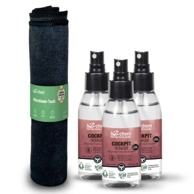 Abbildung von bio chem Cockpit Pflege 3X 100 ml Cockpitspray + Mikrofasertuch I Auto Innenraum Reiniger mit schonender für Leder und Kunststoff Sorgt strahlenden Glanz Schutz