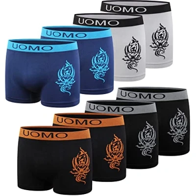 Abbildung von L&amp;K 8er Pack Jungen Boxershorts ab 7 Jahre alt Retroshorts Herren Mikrofaser bequem ohne störende Seitennähte Lotus 1202 M/L