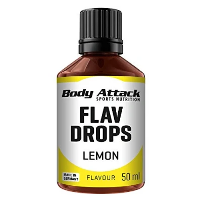Abbildung von Body Attack Flav Drops®, 2 x 50 ml, Lemon, Aromatropfen für Lebensmittel, zuckerfreie Flavour Drops ohne Kalorien, vegan &amp; Qualität Made in Germany
