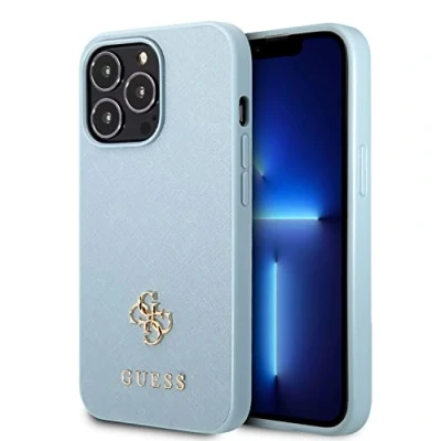 Abbildung von Guess GUHCP13LPS4MB Hülle für iPhone 13 Pro / 6,1&quot; blau hardcase Saffiano 4G Small Metal Logo