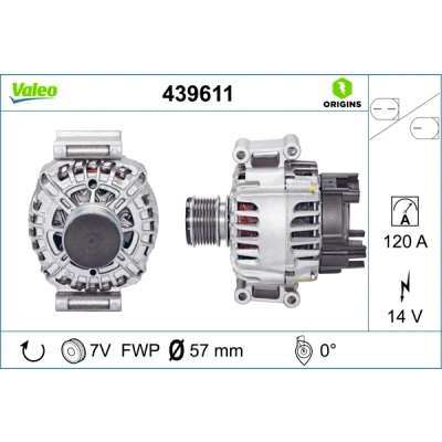 Abbildung von VALEO 439611 Lichtmaschine 14V 120A MERCEDES BENZ: C Klasse T modell, Limousine, CLC