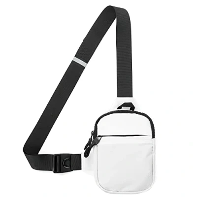 Abbildung von DONGKER Sling Chest Crossbody Bag, Wasserdicht Schultertasche, Bag Backpack für Männer und Frauen, die Outdoor Sportarten wandern (L, Weiß)