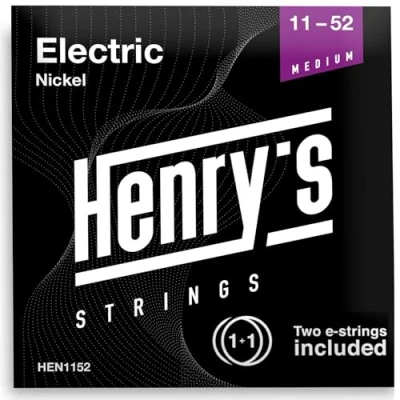 Abbildung von HENRYS® Gitarrensaiten E Gitarre Gitarren Saiten Mit Vernickelter Außenseite &amp; Edelstahlkern Extra 2 E1 Saite 3 Plektren Medium für 11 52 Electric Guitar Strings