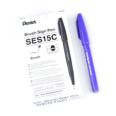 Abbildung von Pentel SES15C V2X Brush Sign Pen blauviolett, Faserschreiber, pinselähnliche Spitze, 10 Stück