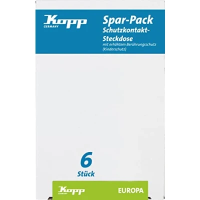 Abbildung von Kopp Europa Schutzkontakt Steckdosen mit erhöhtem Berührungsschutz, 6 er Spar Pack,117901050