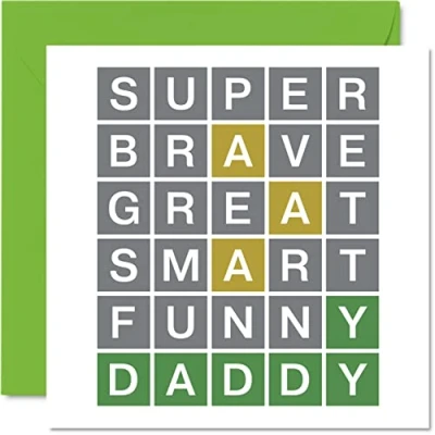 Abbildung von Vatertagskarten für Papa Wort Puzzle Quiz Smart Funny Happy Birthday Karte Vater von Sohn, Tochter, Geburtstagsgeschenke, 145 mm x Witz Vatertag Grußkarten Geschenk