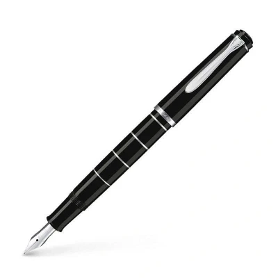 Abbildung von Pelikan Füllhalter Classic 215, Schwarz Ringe, Feder F (fein), hochwertiger Kolbenfüller im Geschenk Etui, 948273