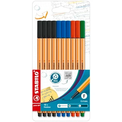 Abbildung von STABILO Fineliner point 88® Office, (10 tlg), mit wasserbasierter Tinte ohne Metallanteile
