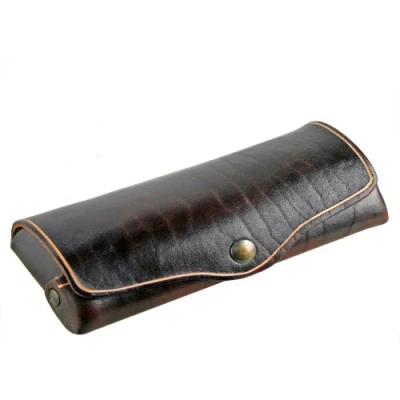 Abbildung von MIKA 28071002 Brillenetui klein aus Echt Sattel Leder Braun, Etui für Brillen und Sehhilfen, Brillenbox Damen Herren, braune Brillenaufbewahrung, Sonnenbrillenetui ca. 15 x 6 3 cm