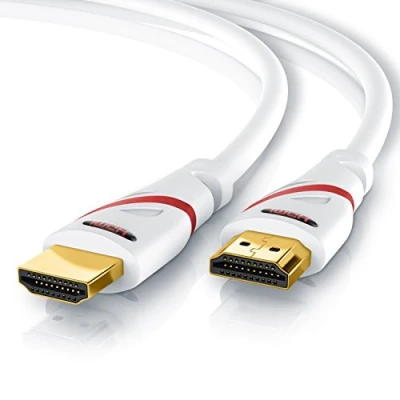 Abbildung von CSL 4k HDMI Kabel 2.0 7,5m Ultra HD @ 60Hz High Speed with Ethernet Full 3D ARC CEC HDCP HDR 18 Gbit s TV Blu ray PS5 Xbox Series X Switch weiß 7,5 Meter