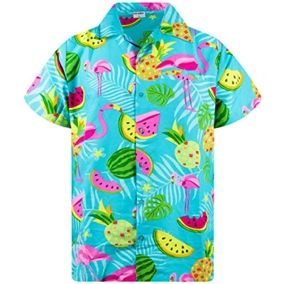 Abbildung von King Kameha Funky Hawaii Hemd, Herren, Kurzarm, Flamingo Melon, Türkis, 5XL