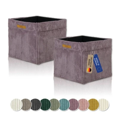 Abbildung von Lycce Kallax Boxen Cord 2er Set Einsatz 33 x H31 cm Aufbewahrungsbox mit entfernbarem Bezug passend für Regal faltbare Ordnungsboxen aus Spannvlies altrosa