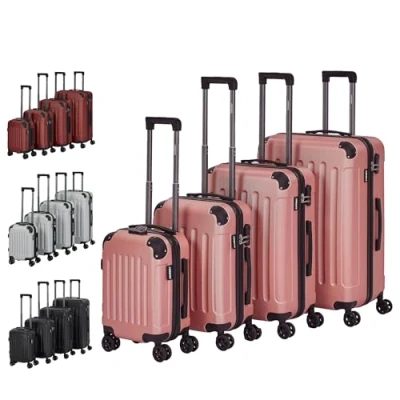 Abbildung von Arebos Kofferset Reisekoffer 4er Set Hartschalen Koffer Trolley S M L XL Set, 4 Rollen, (Set, Rose Gold), Teleskopstange