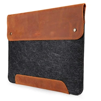 Abbildung von MegaGear MacBook Tasche aus echtem Leder und Fleece,Laptop Hülle für Pro Air,14 Zoll,13 Zoll (M2,M2 Pro,M2 Max,M1), 13,3 Zoll, iPad 12,9 Modelle 2020,2021,2022 2023