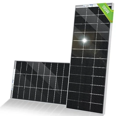 Abbildung von ECO WORTHY 390W 12V Bifazial Solarpanel, 2 Stücke 195W Monokristallines Solarmodul Ideal zum Aufladen von Batterien, für Wohnmobil Garten Camper Boot und Dach des Hauses