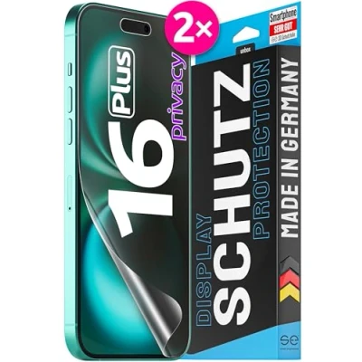 Abbildung von 2x se® 3D SCHUTZFOLIE Privacy für Apple iPhone 15 Plus ,Blickschutz entspiegelt, 100% Fingerabdruck &amp; FaceID kompatibel, anti Fingerabdrücke, Stoß Kratzfest, hüllenfreundlich aus Deutschland