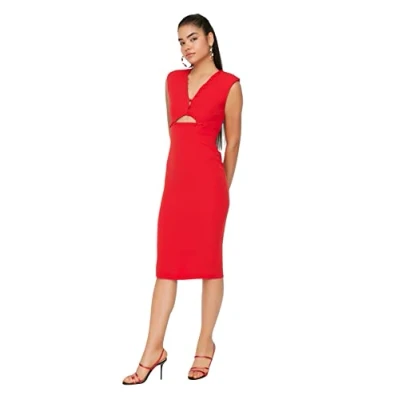 Abbildung von Trendyol Damen Figurbetontes Midi Kleid, rot, 60