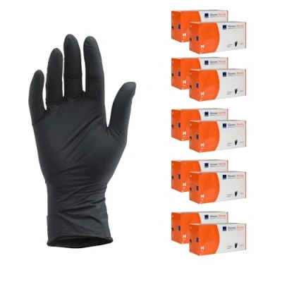 Abbildung von ABENA Nitrilhandschuhe M, 2000 Stück Einmalhandschuhe Schwarz, handschuhe einweg, puderfreie &amp; latexfreie Einweghandschuhe in S, L XL verfügbar