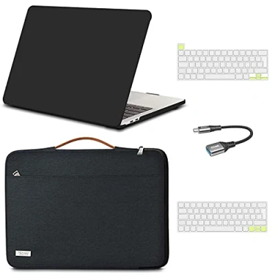 Abbildung von TECOOL Hülle Tasche Kompatibel mit MacBook Pro 13 Zoll 2022 2016 A2338 M1/M2 A2289 A2251 A1706 A1989 A2159,Plastik Hartschale &amp; Laptoptasche Tastaturschutz USB Adapter Schwarz