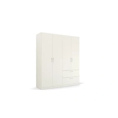 Abbildung von Rauch Möbel Pure by Quadra Spin Schrank Drehtürenschrank, Weiß, 4 trg., inkl. 2 Kleiderstangen, Einlegeböden, Schubkästen, BxHxT 181x210x54 cm