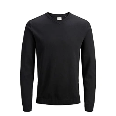 Abbildung von JACK &amp; JONES Herren Pullover JjeBasic V Ausschnitt Strickpulli Oberteil Regular, Farbe:Schwarz, Größe:XXL