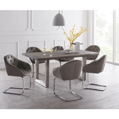 Abbildung von Esstisch Edge 180x90 XL Akazie Platin Edelstahl Breit Live