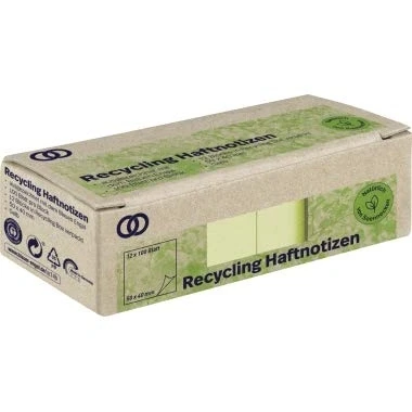 Abbildung von Soennecken Haftnotiz oeco 5874 RC 50x40mm 100 Blatt gelb 12 Stück