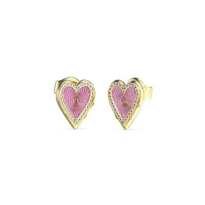 Abbildung von Guess JUBE03237JWYGPPT Damen Ohrstecker Herz Ohrringe Goldfarben Pink