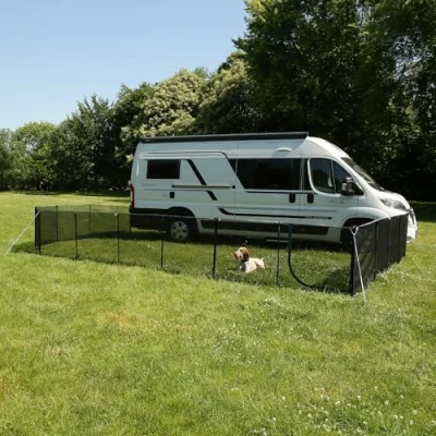 Abbildung von your GEAR Larino mobiler Hundezaun oder Tür, Freigehege für Camping &amp; Garten, unendlich erweiterbar (Schwarz, 4 m, 1)