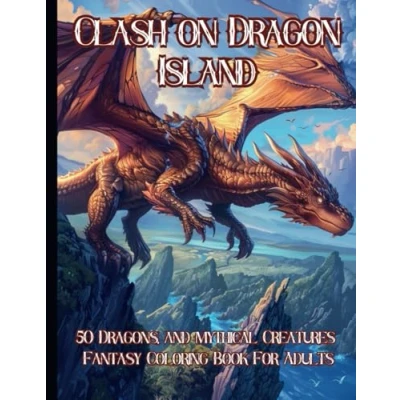 Abbildung von Clash on Dragon Island: 50 Dragons, and Mythical Creatures Fantasy Coloring Book For Adults (Fantasy Adult Series, Band 2)