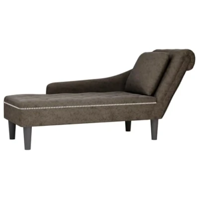 Abbildung von vidaXL Chaiselongue, Indoor Lounge Sofa mit Kissen Rechter Armlehne, Gepolsterte Recamiere für Wohnzimmer Schlafzimmer Büro, Polsterliege, Grau Kunstleder