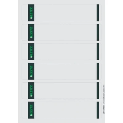Abbildung von Leitz PC beschriftbare Rückenschilder selbstklebend für Standard und Hartpappe Ordner, 150 Stück, Kurzes schmales Format, 39 x 192 mm, Papier, grau, 16862085