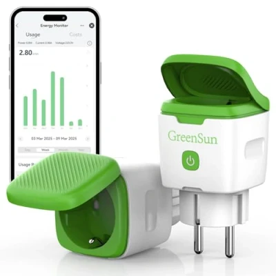 Abbildung von GreenSun Zeitschaltuhr Aussenbereich Aussensteckdose Wasserdicht WLAN Steckdose Outdoor Stromzähler für Wifi 2,4GHz Smart Life Kompatibel mit Alexa Google Home, 2PCS