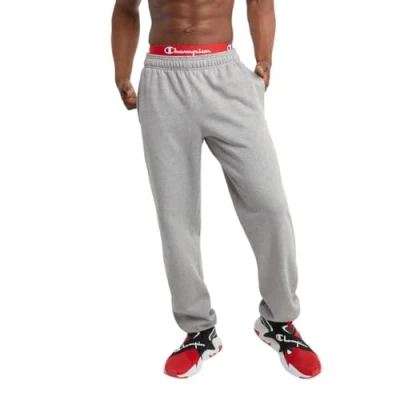 Abbildung von Champion Herren Sweatpants, Powerblend, Fleece, Comfortable Relaxed Bottom Pants for Men (Reg. Or Big &amp; Tall) Hose, Oxford Grau, 34 37