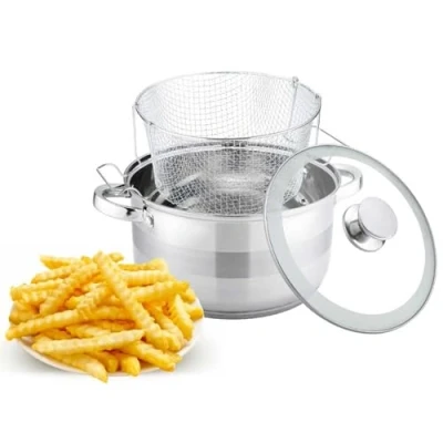 Abbildung von 4BIG.fun Kochtopf Frittiertopf 6,5 L Friteuse Pommestopf Nudeltopf, Edelstahl 18/10