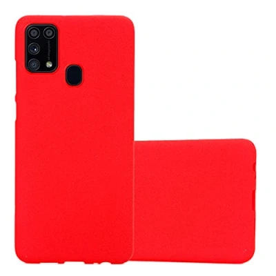Abbildung von Cadorabo Hülle kompatibel mit Samsung Galaxy M31 Schutzhülle TPU Silikon Case Frost Design Slim Kratzfest Weiche Gummi Rundumschutz für in Rot