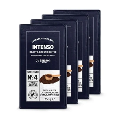 Abbildung von by Amazon Intenso Gemahlener Röstkaffee, 1kg (4 Packs of 250g), Rainforest Alliance Zertifizierung