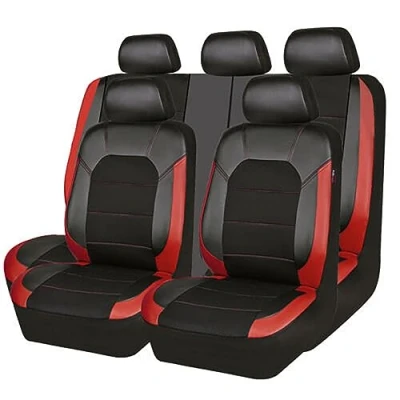 Abbildung von ESUKAR Autositzbezüge Sets für Skoda Kamiq/2019 2020 2021 2022 2023 5Sitzer, Universal Allwetter rutschfest Vorne Hinten Sitzschoner Autositzkissen Innenraum Zubehör,Red/A