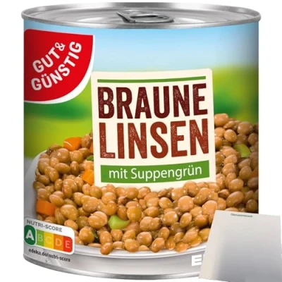 Abbildung von Gut&amp;Günstig Linsen mit Suppengrün (800g Dose) + usy Block
