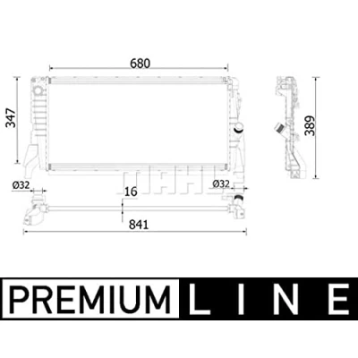 Abbildung von MAHLE ORIGINAL CR 2317 000P Kühler, Motorkühlung 680mm 347mm 16mm Schaltgetriebe Kühlrippen gelötet MINI: Schrägheck