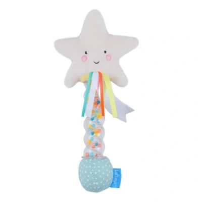 Abbildung von Taf Toys Star Rainstick Baby Rattle Toy Gift. Easy Grip Handle with Ribbons. Sensory Rain Stick Rattle. Suitable for Boys &amp; Girls from Birth