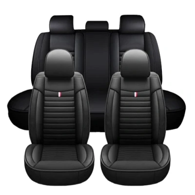 Abbildung von Für Jeep Cherokee Compass Grand Patriot Renegade Wrangler, 5 Teiliges Set Aus Universellen Autositzbezügen Leder Atmungsaktiv,Schmutzabweisend,Verschleißfest (Schwarz)