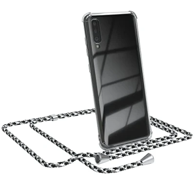 Abbildung von EAZY CASE Handykette kompatibel mit Samsung Galaxy A70 Handyhülle Umhängeband, Handykordel Schutzhülle, Silikonhülle, Hülle Band, Stylische Kette für Smartphone, Schwarz Camouflage