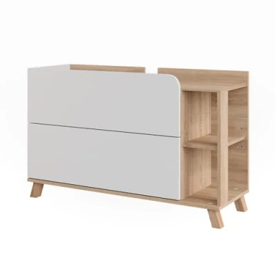 Abbildung von Vicco Waschbeckenunterschrank Karen, Sonoma/Weiß, 100 x 65 cm mit 2 Türen und Schubladen